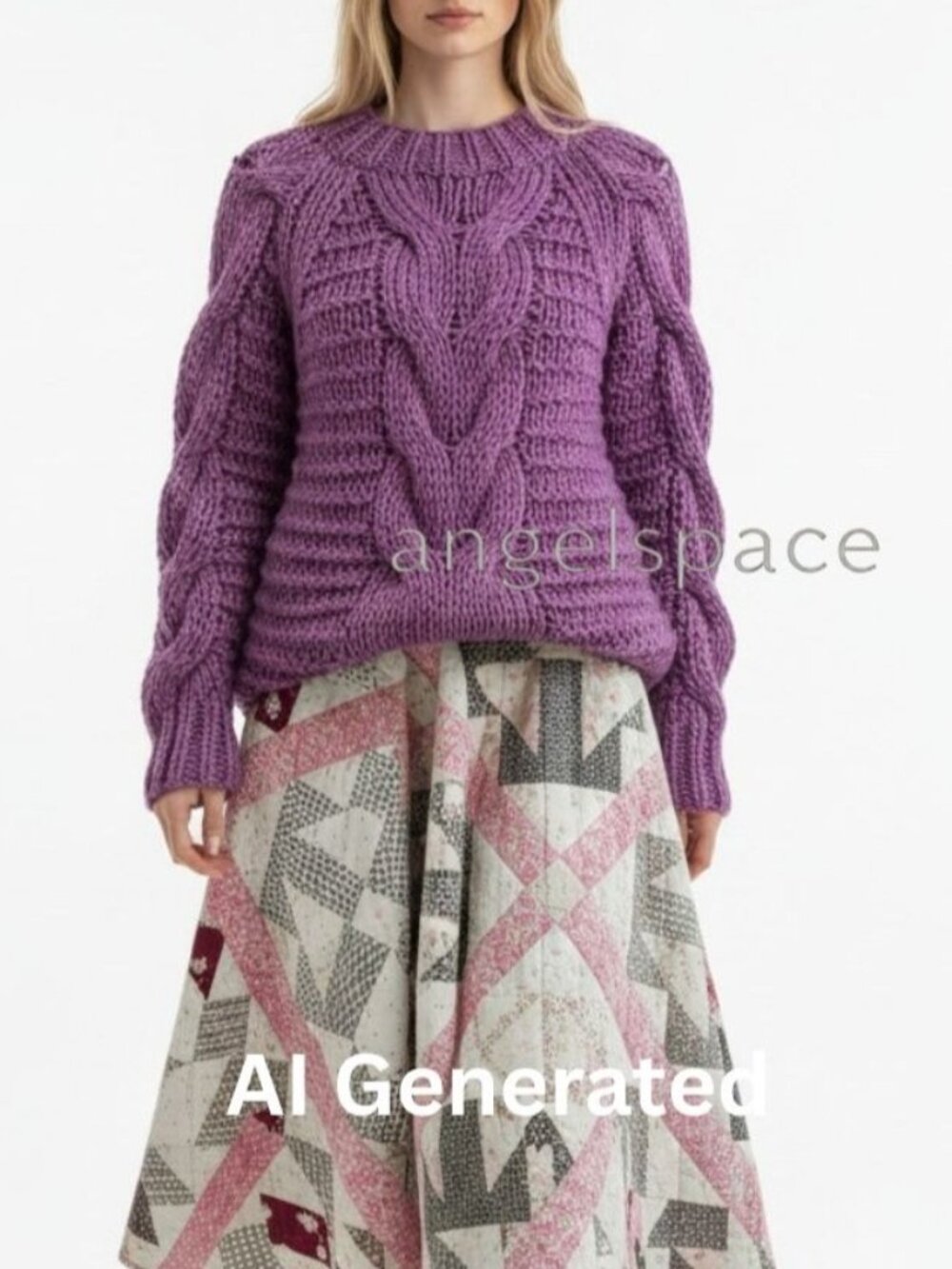 Ulla Johnson Francisca Sweater Hibiscus Purple Alpaca Blend Cable Knit Crew Neck